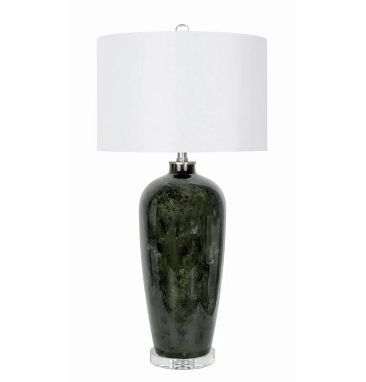 Green and Black Tones Glass Table Lamp (Set of 2)